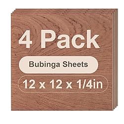 Rowood 4 Pack Bubinga Plywood 1/4,12x12x1/4inch,6mm