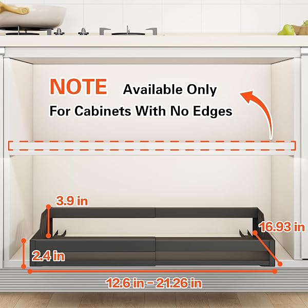 WONCHERRY EXPANDABLE PULL OUT CABINET ORGANIZER, ADJUSTABLE(13″-21.7″W X16.9″D) SLIDING DRAWER ORGANIZER, NO SCREW/PUNCH SLIDE OUT UNDER SINK CABINET STORAGE SHELF FOR KITCHEN PANTRY HOME, BLACK 1PACK