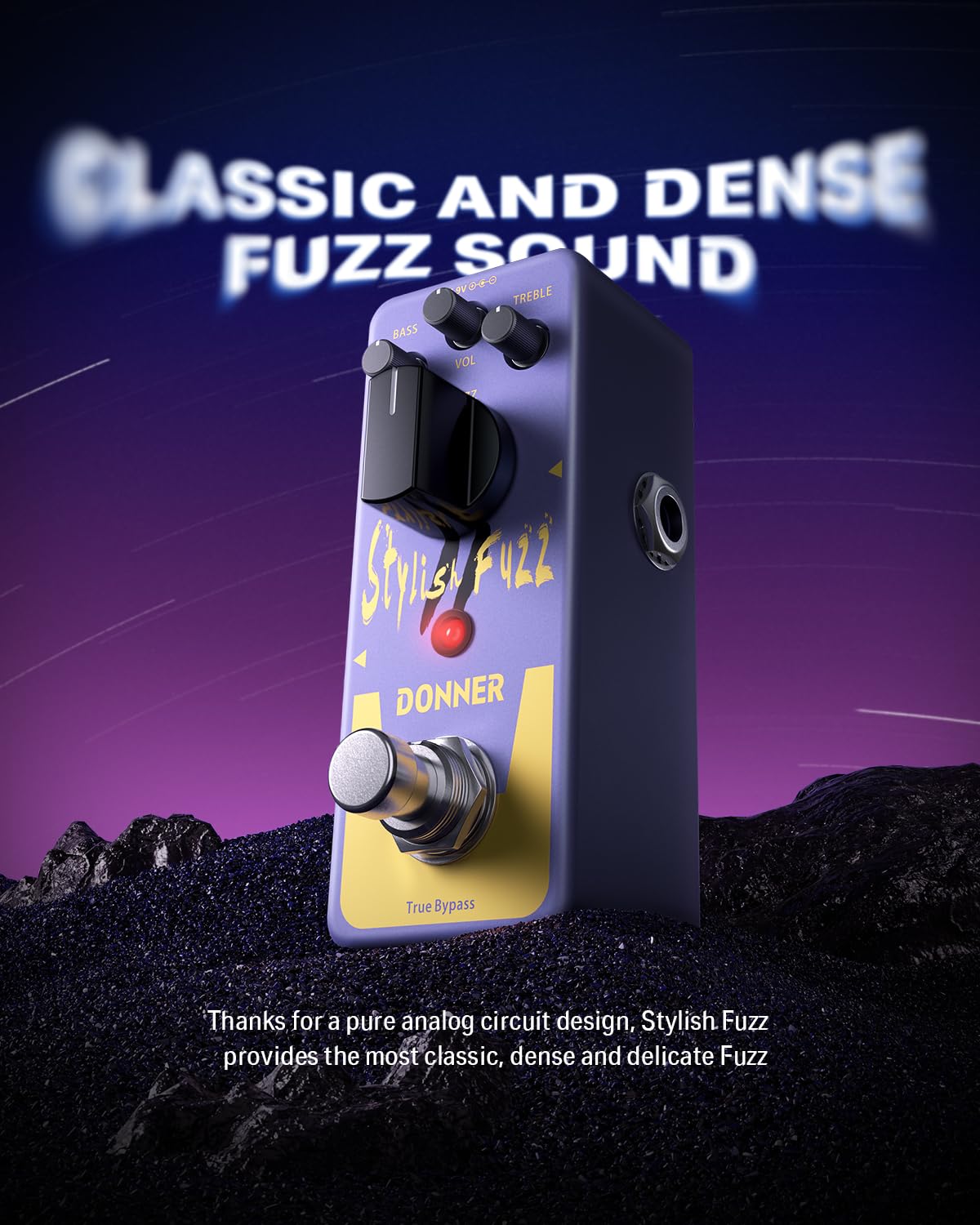 Donner Fuzz Guitar Pedal - Classic Stylish Fuzz Mini Effect Pedal for Electric Guitar/Bass, True Bypass