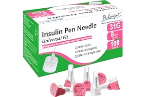Pro Comfort Insulin Pen Needles 31G 8mm (5/16"), Diabetic Needles for Insulin Injections, 100 Ct, Universal Fit, Compatible with Most Pen Injector Device, Super Thin