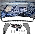 XJMOTO 50'' 288W Offroad Curved LED Light Bar & Upper Roof Windshield Mount Brackets w/Rocker Switch Wiring Kit Compatible with Can Am Maverick X3 and X3 Max 2017-2024 all Models