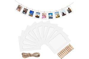 Janlaugh 100 Pcs Paper Picture Frames 4x6 Paper Photo Frame with 100 Clip 10 String Kit DIY Hanging Cardboard Photo Holder for Graduation Wall Decor Wedding Home(White)