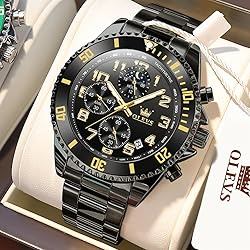 OLEVS Black Watches for Men Chronograph Luxury