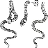 Snake Earrings for Women Vintage Gothic Snakes Dangle Earring Retro Punk Goth Snake Stud Earrings Animal Front Back Stud Serpent Earring Halloween Edgy Trendy Statement Jewelry
