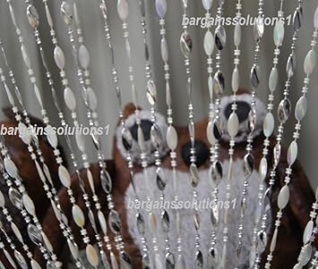 Scotvision Stylish White Silver Plastic Beaded Curtain Blinds