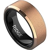 The Ridge Tungsten Rings For Men - Mens Wedding Band - Strong, Durable, and Scratch-Resistant Beveled Ring With Silicone Band