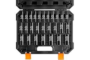 boen 10mm-36mm 1/2” Drive Metric Socket Set, Impact Deep Socket, 6-Point Axle Nut Socket with Portable Case, Rugged Construct