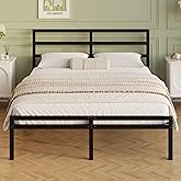 Lutown-Teen 12 Inch Full Bed Frame with Headboard and Footboard, Classic Metal Platform Full Size Bed Frame, Under Bed Storage, No Box Spring Needed, Easy Assembly, Noise Free, Black