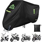 Zacro 420D Motorcycle Cover - Waterproof Outdoor Protection for All Seasons, Tear Proof with Reflective Strips & Lock Hole | Fits Moped Cover and Motorcycles Up to 96""