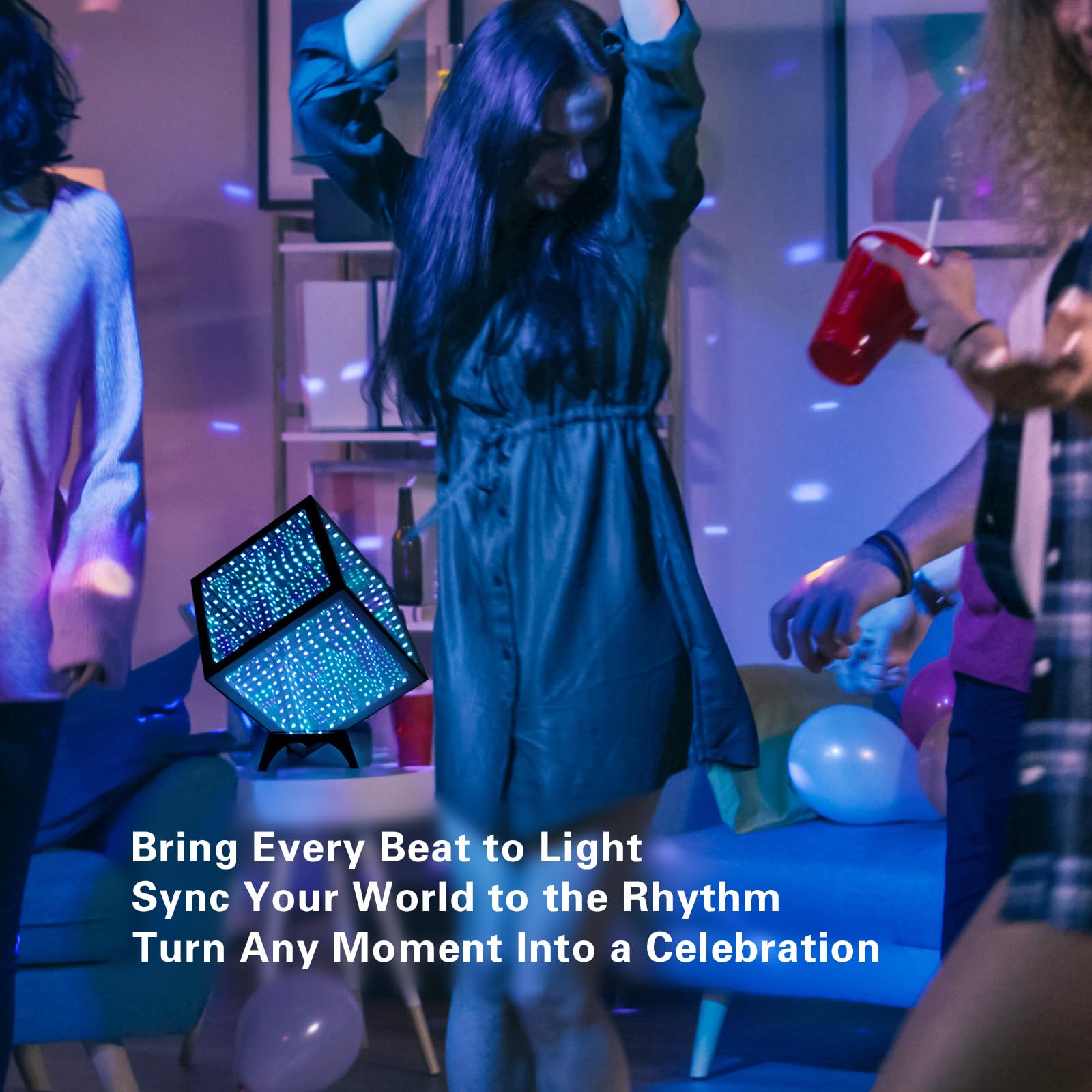 Bixobag RGB Infinity Hyper Cube Light with APP Control - Smart Infinity Mirror Night Light, 16M Colors Music Sync, Gaming Room Decor, Mood Lighting for Bedroom Desk and Party (7 Inches)