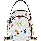 DUOBU Colorful Christmas Snowflakes Small Crossbody Bag Functional Multi Pocket Bag Shoulder Handbag