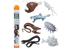 SAFARI LTD. Safari Ltd Deep Sea Creatures TOOB - 7 Mini Figurines: Hatchet Fish, Angler Fish, Viper Fish, Glass Squid, Giant Isopod, Gulper Eel, & Black Dragonfish - Educational Toy for Boys, Girls & Kids Ages 3+