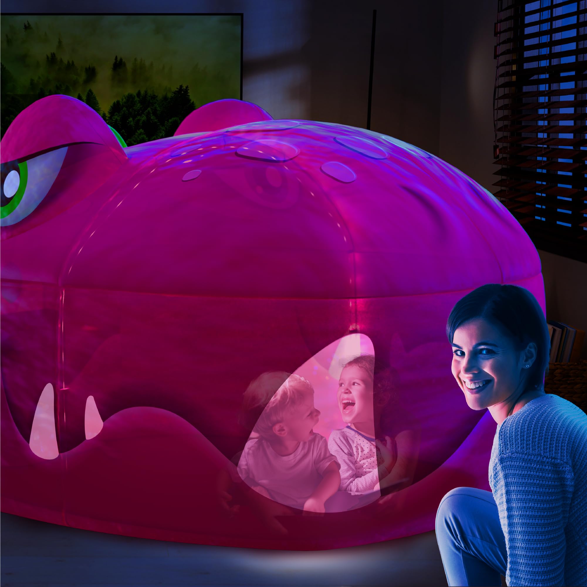 Light-Up Air Tent, Inflatable Blow Up Tent - 30 Seconds Setup - Kids Toys, Age 3 4 5 6 7 8 Years Old - Fort Building - Birthday Gift Idea for Boys and Girls Ages 4-6, Dinosaur Toys