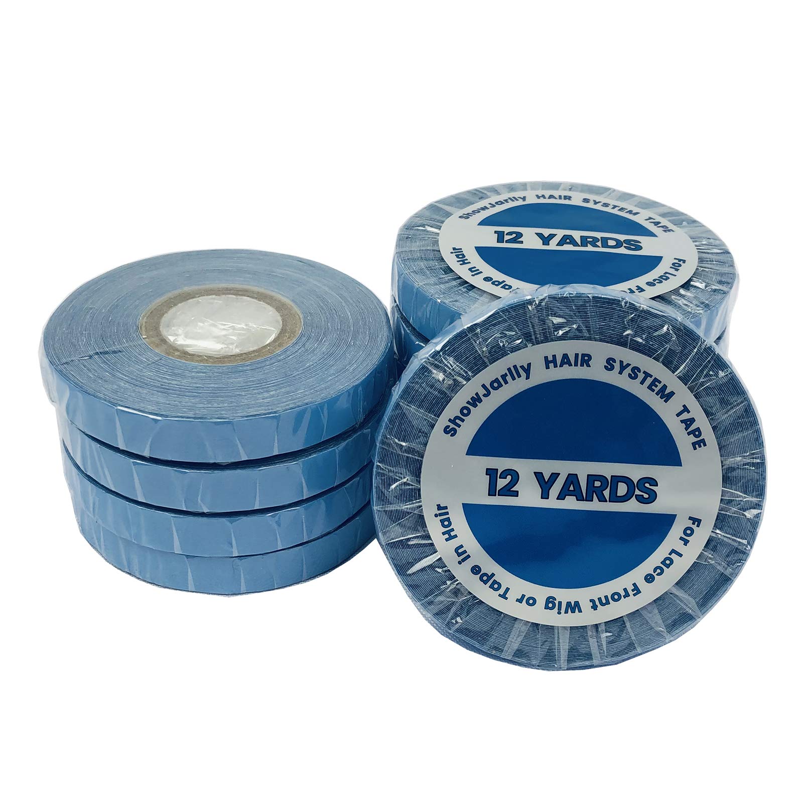 ShowJarlly 1 Roll Double Sided Adhesive Lace Front Support Tape Roll Wig Blue Tape (0.8cm*12yards)