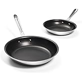All-Clad Stainless Steel Pro Nonstick Frying Pan Set – 8 & 10 Inch Skillets, Induction Compatible, Oven & Broiler Safe to 500