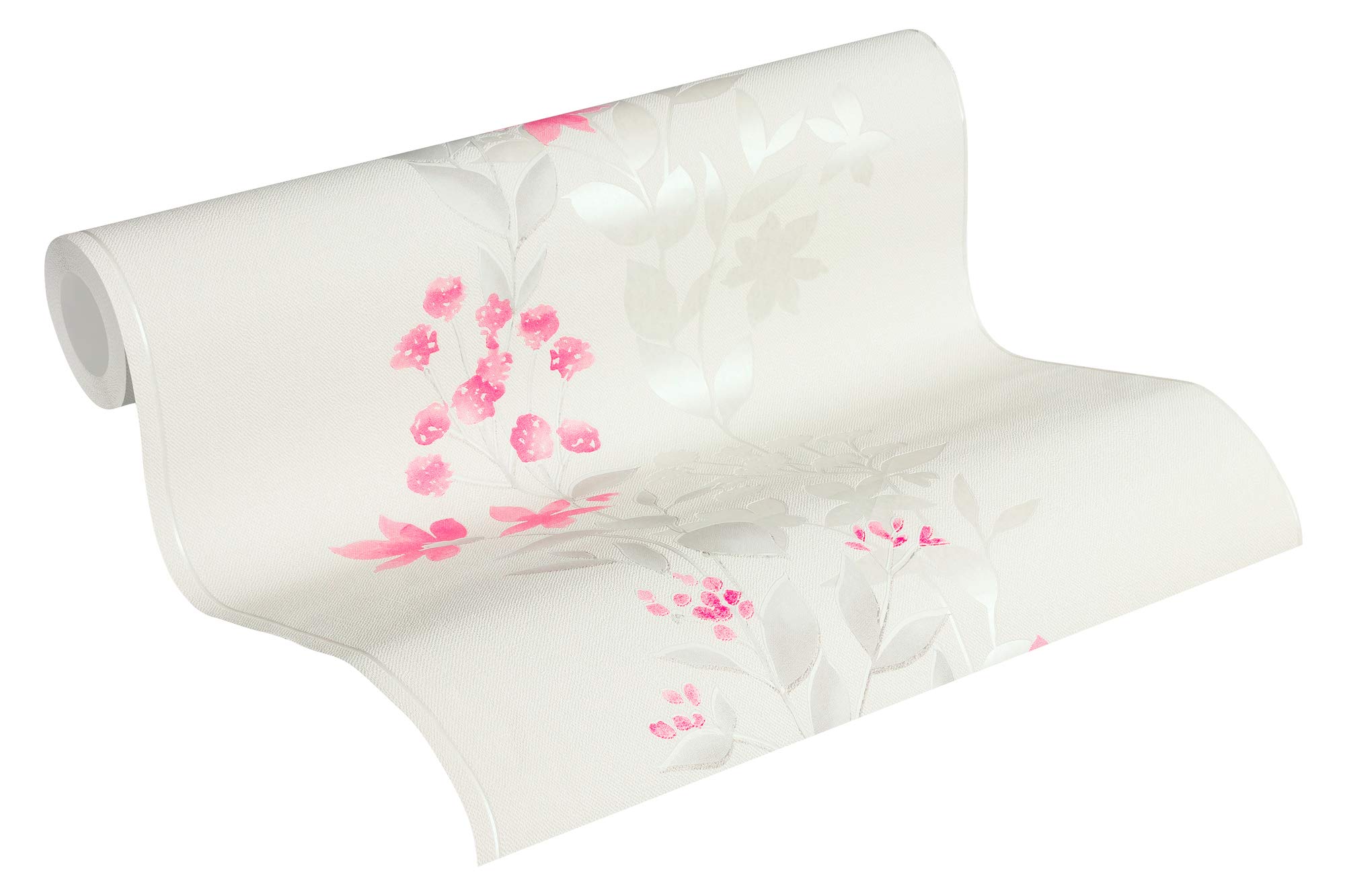 Floral Wallpaper Blooming Non-Woven Wallpaper 10.05 m x 0.53 m Grey Red Beige Made in Germany by Livingwalls 372664 37266-4