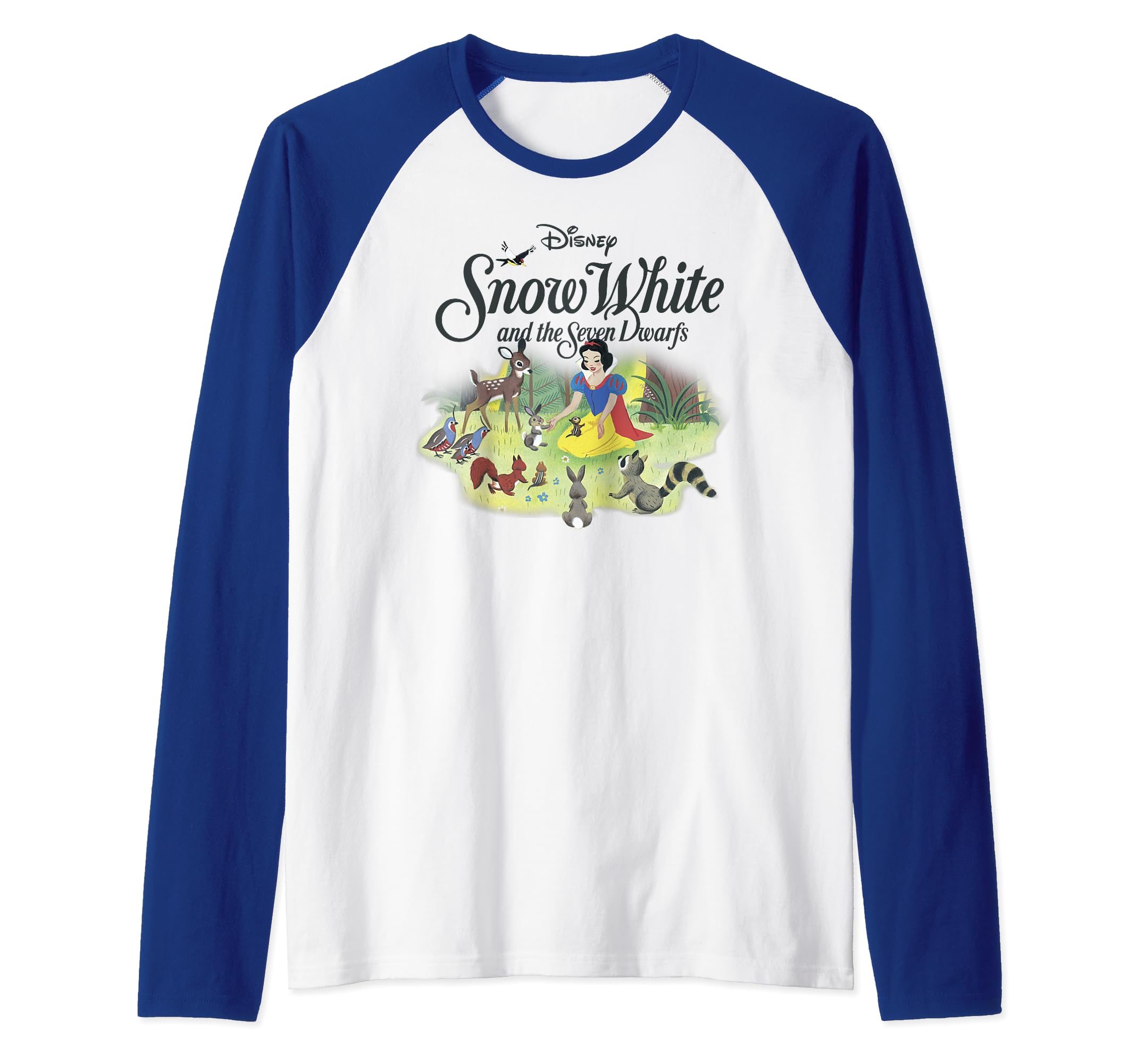 Disney Snow White Animal Friends Title Logo Raglan Baseball Tee