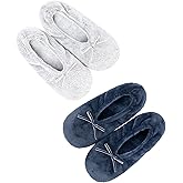 Panda Bros 2 Pairs Women's Ballerina House Slippers, Anti-Skid Comfy Warm Ballet Style Slippers
