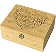EDUROMI Wooden Keepsake Memory Box for Precious Items, Decorative Bamboo Boxes with Hinged Lid and Latch for Memories of Relatives, Anniversary, Wedding