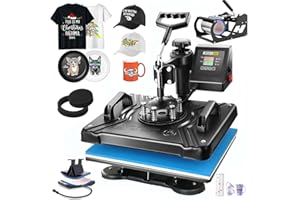 AKEYDIY Professional 5 in 1 Heat Press Machine for t Shirts Digital Heat Press Combo 12" x 15" 360-degree Swing Aweay Shirt Press Machine Sublimation Heat Press for T Shirts Mug Hat Plate