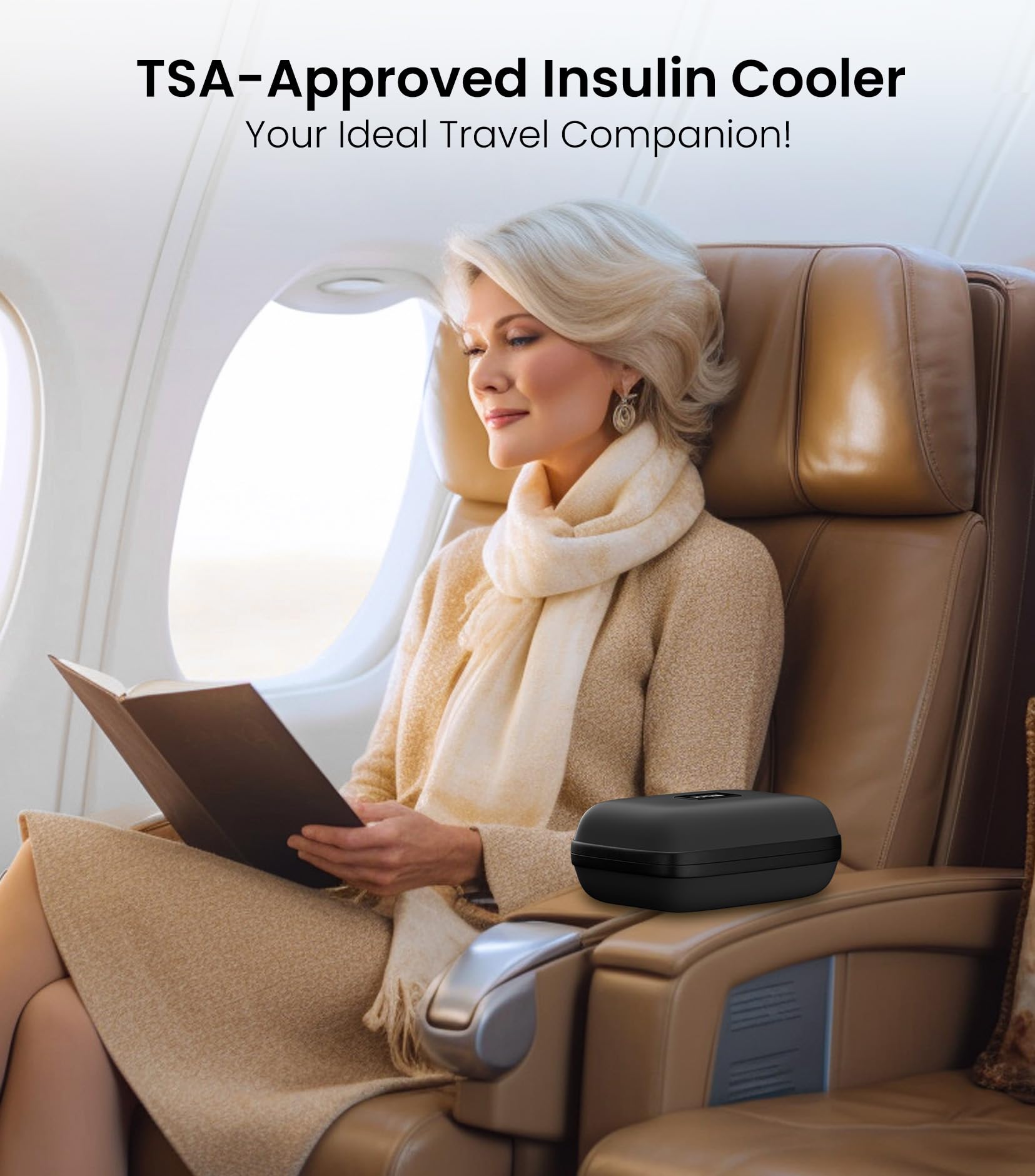 Insulin Cooler Travel Case with Temperature Display, TSA Approved Diabetic Cooling Bag for Insulin Pens and Supplies, Refrigerated Medicine Organizer with 2 Ice Packs