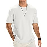 Dokotoo Men Men's Casual T-Shirts Lightweight Crewneck Solid Color Short Sleeve Waffle Pullover Tees