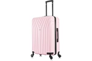 InUSA VASTY Luggage with Spinner Wheels | Durable Lightweight Hardside Suitcase Travel Bag with Handle and Trolley 24-Inch Medium Checked Luggage | Pink