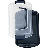 Wilton Non-Stick Diamond-Infused Navy Blue Oblong Pan with Cover, 9 x 13-inch