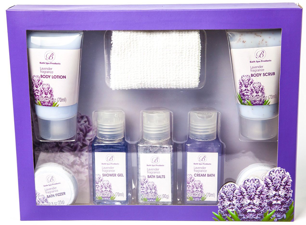 Lavender Bath & Spa Gift Set (7 Pieces) Includes Bath