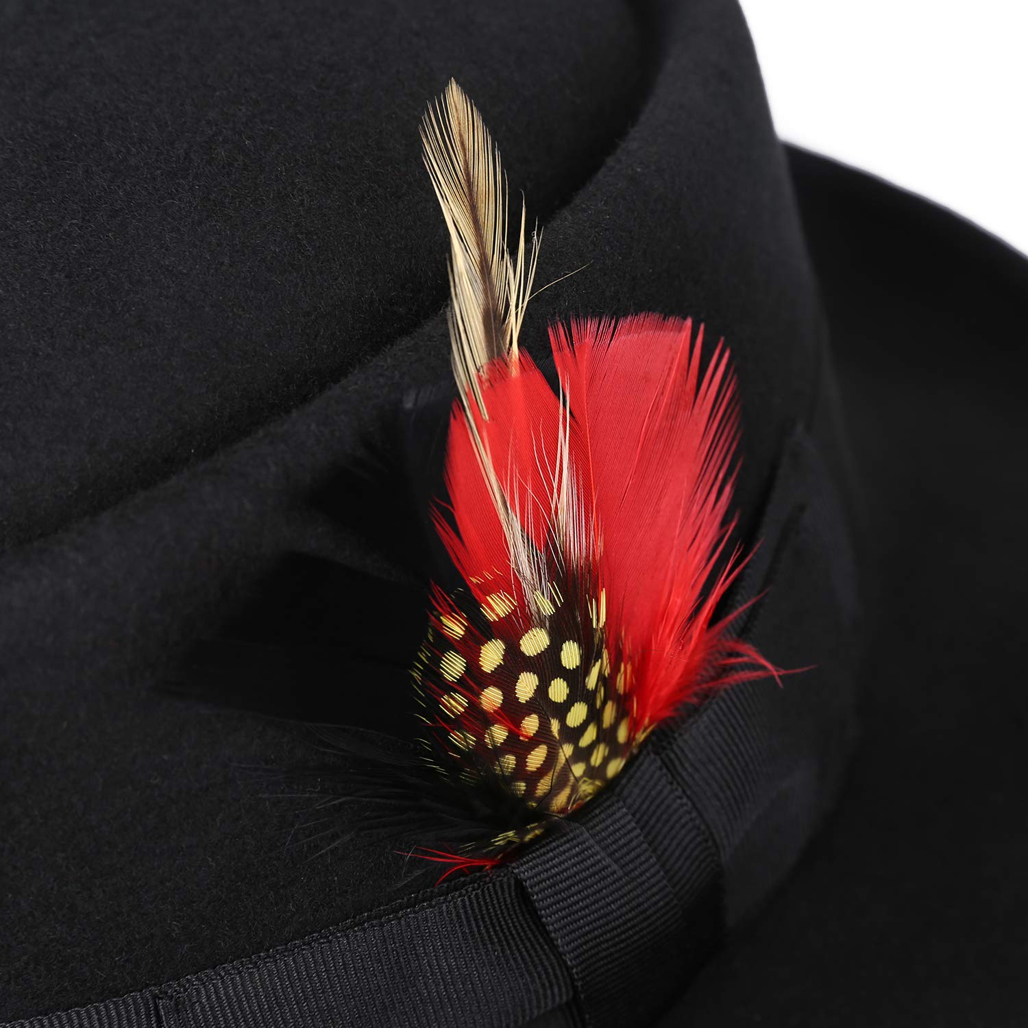 Deevoov Men Fedora Hats with Feather Australia Wool Felt Pork Pie