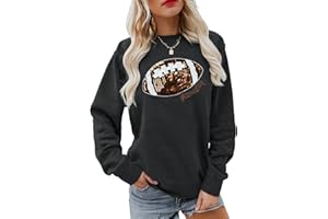 ALLTB Game Day Football Sweatshirt Women: Cute Football Graphic Print Pullover Long Sleeve Crewneck Casual Tops
