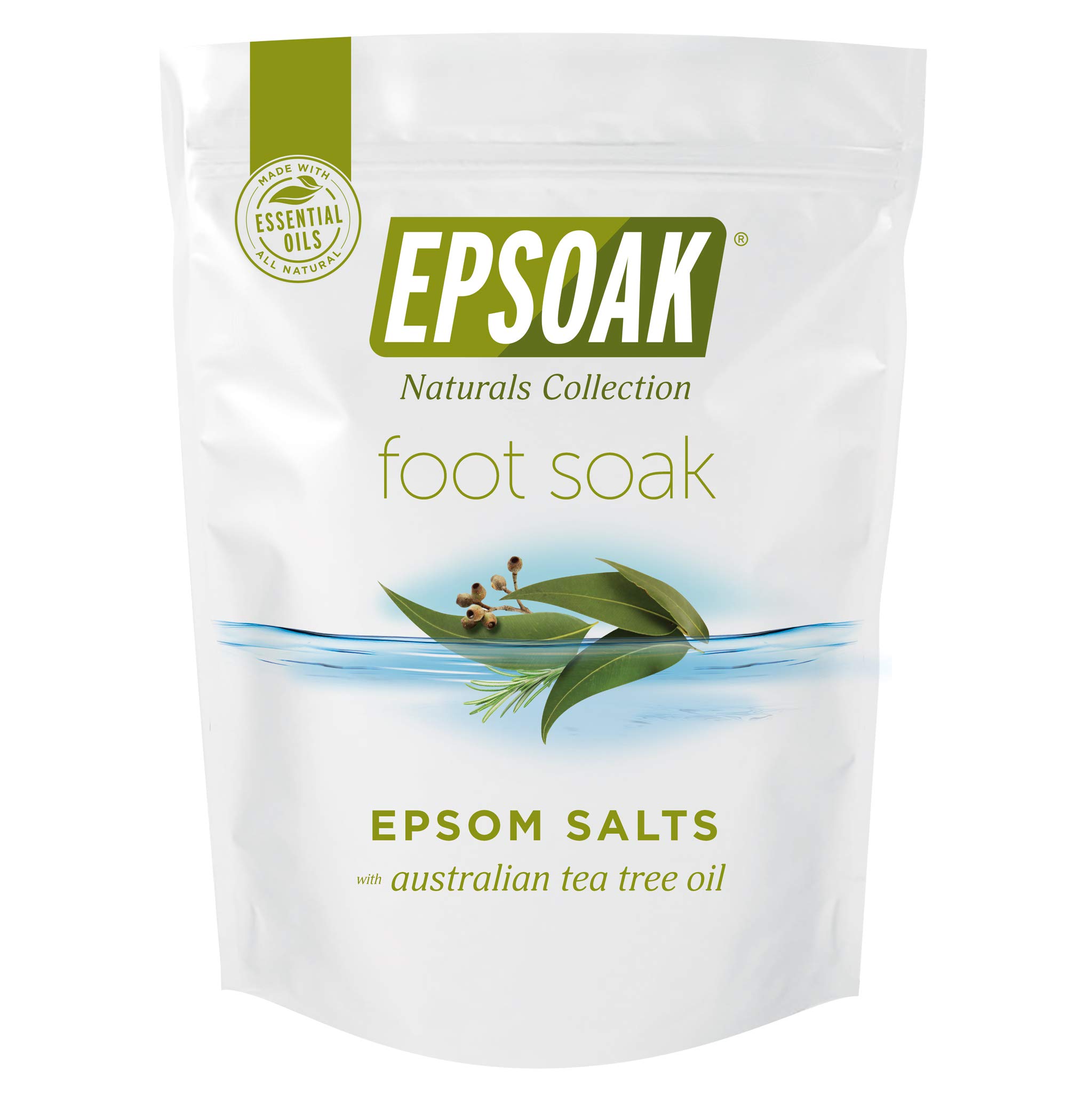 Tea Tree Oil Foot Soak with Epsoak Epsom Salt 2 Pound Value Bag