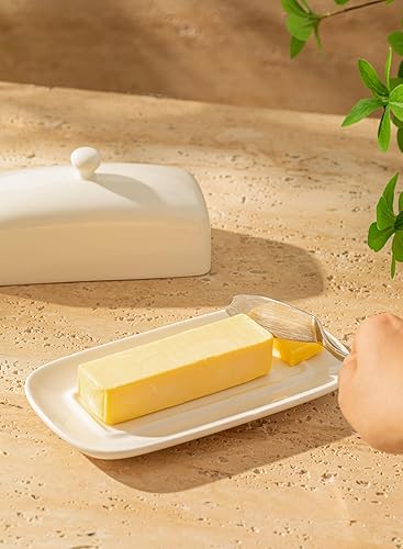 Butter Dish With Lid, Chase Chic Ceramic Butter Keeper With Cover And Knife, 500ML Airtight - View #3