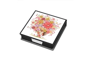 GENERIC Flower Diamond Painting Note Box Diamond Art Painting Wooden Post Note Dispenser Memo Paper Storage Box Diamond Art by Numbers Mosaic Kits (Flower)