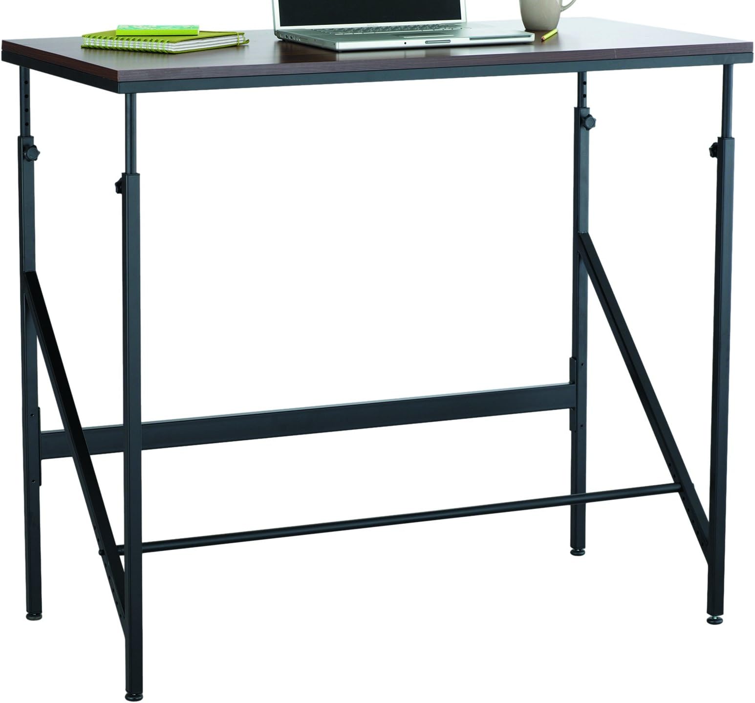 SafcoProducts Sit/Stand Bi-Level Desk, Walnut/Natural, 48"W x 24"D x 50"H, 1957WL