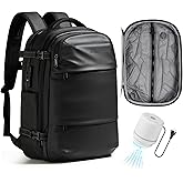 mixi EliteSeries 60L Vacuum Travel Backpack with Pump, Expandable Compression Carry On Luggage Bag Waterproof TSA Lock Suitcase, Black