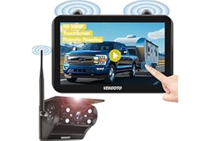 VEKOOTO Magnetic Solar Wireless Backup Camera VK7, 7'' IPS Touchscreen Monitor HD1080P No Wiring 15,000mAh Rechargeable Camera System for Hitching Gooseneck Horse Trailer RV Camper Car Truck