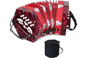 ROWADTIM Concertinas,20-key accordion for adults, professional accordion for beginners, adjustable hand straps, instrument accessories (RED)