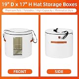 Ohiyoo Extra Large 19" Round Felt Hat Storage Box with Lid - White view 6