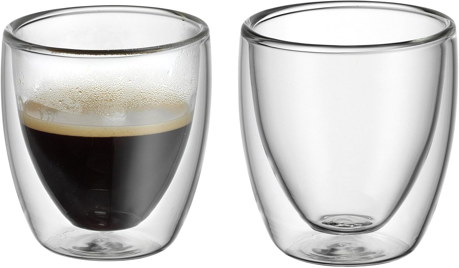 WMF Kult doppelwandige Espressotassen Glas Set 2-teilig, doppelwandige Gläser 80ml, Schwebeeffekt, Thermogläser, hitzebeständiges Espresso Glas