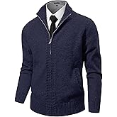 NITAGUT Men's Cardigan Sweater with Pockets Full Zip Up Stand Collar Cardigan Long Sleeve Knitted Sweaters