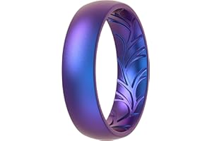 ThunderFit Women Silicone Wedding Bands, Breathable Leaf Cross Pattern Rubber Engagement Rings 1.6mm Thick in Narrow & Standard Styles - 1/4 Variety Multipack