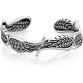 LuxGoth Stainless Steel Cuff Bracelet,Retro Gothic Punk Biker Cool Open Adjustable Cuff Bangle Bracelets Jewelry for Men Silver