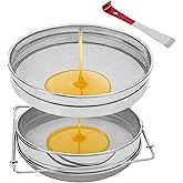 Stainless Steel Honey Strainer, Double Sieve for 5 Gallon Bucket, Beekeeping Equipment with Extendable Arms, Honey Debris Filter