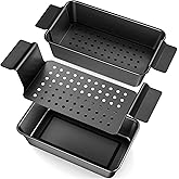 TLAZZ 2 Pack Meatloaf Pan with Drain Tray, Non Stick Meat Loaf Pan with Drip Tray, 9.4 x 5.5 Inch Loaf Pan for Baking Bread and Meatloaf
