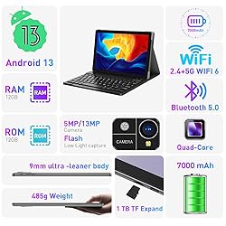 Xgody 10.1 Inch Tablet Android 13,12GB RAM+128GB