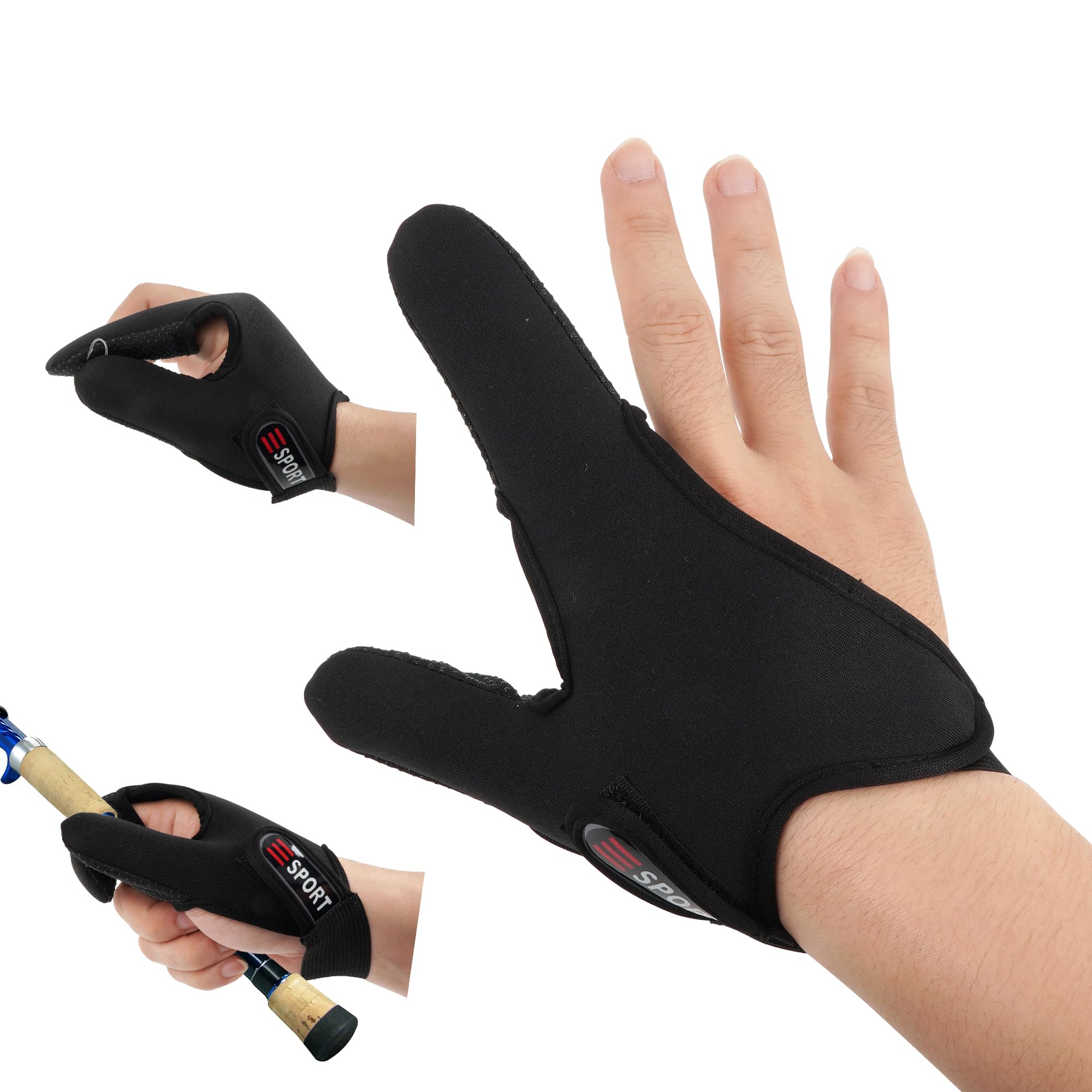 LA HAUTE Fishing Protective Gloves Finger Stall Fishing Accessories Casting Gloves Fishing, Right Hand, Black