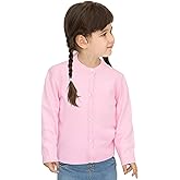Lilax Little Girls' Knit Basic Cardigan, Long Sleeve Button Up Sweater