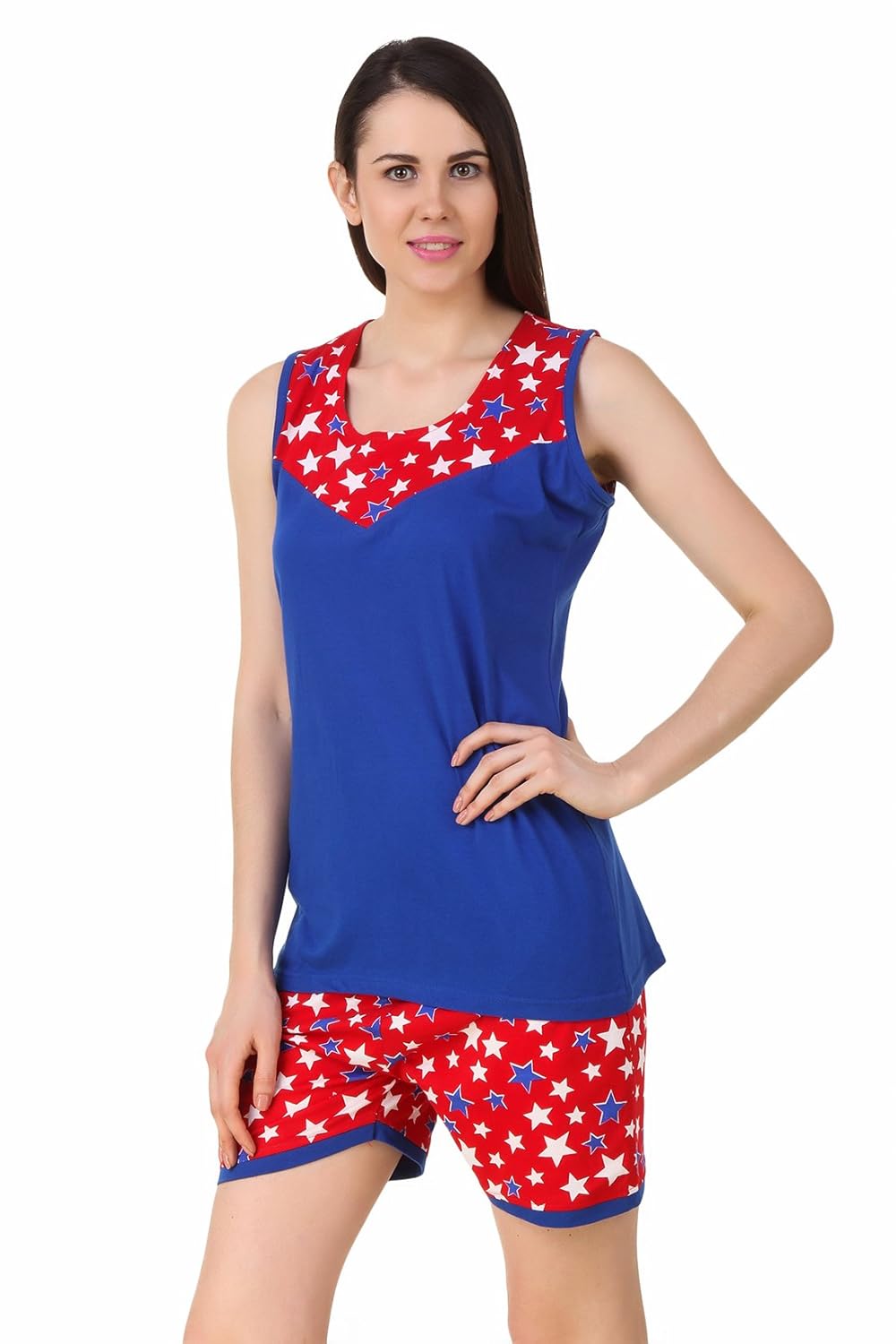 fasense women cotton nightwerar nightsuit, top & shots set dp192