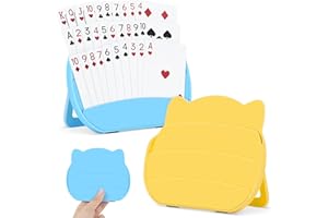 WKCHXD Card Holders for Playing Cards, 2 Pack Playing Card Holder for Kids Adults and Seniors, Hands Free Card Game Holder for Arthritis Little Hands,Poker Parties Travel Family Game Nights (Blue & Yellow)